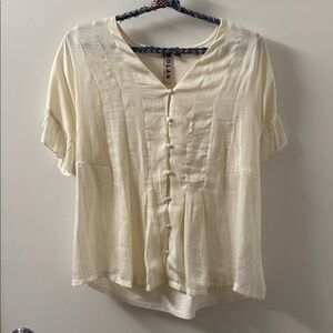 Anthropologie Dolan Ivory Blouse with Braided Trim